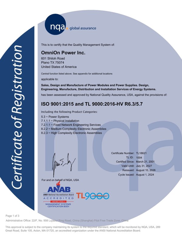 OmniOn Power quality and compliance product safety 